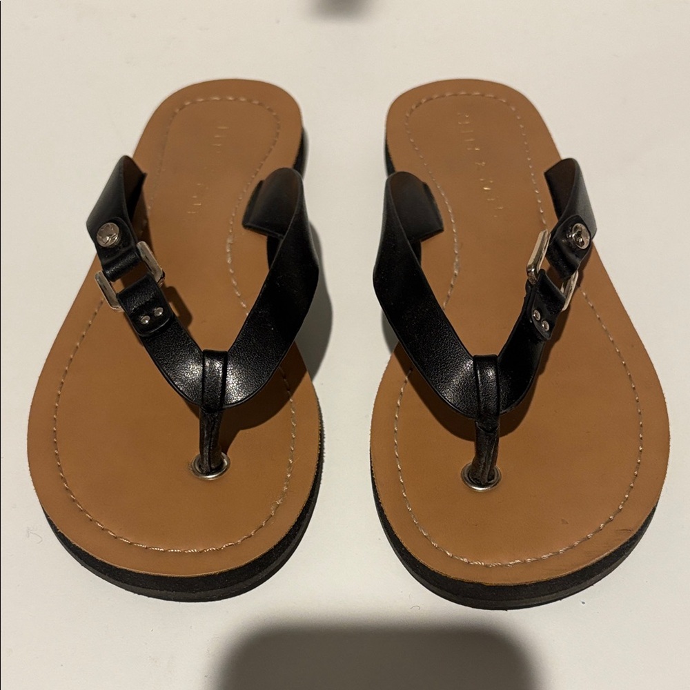 Black Leather Women's Sandals